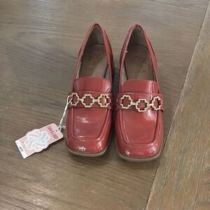 Sam & Libby Red Loafers with Glossy Finish